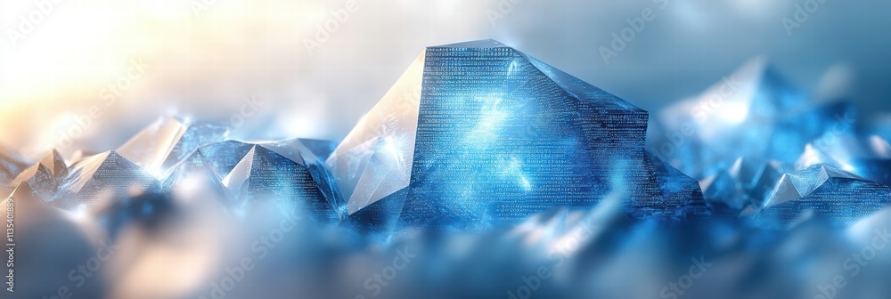 Poster geometric abstractions in blue and white creating a mesmerizing visual experience