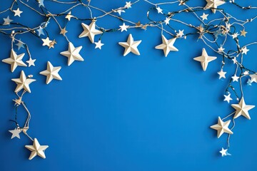 Garlands of stars create a magical night sky effect on a vibrant blue background
