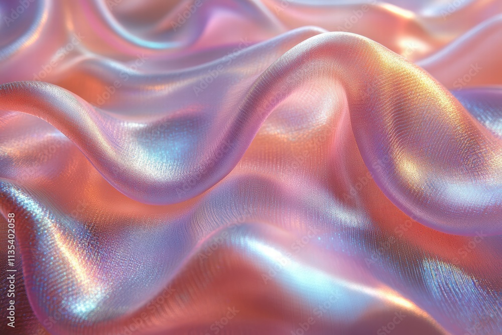 Poster holographic texture with pearlescent iridescence creating a mesmerizing visual effect