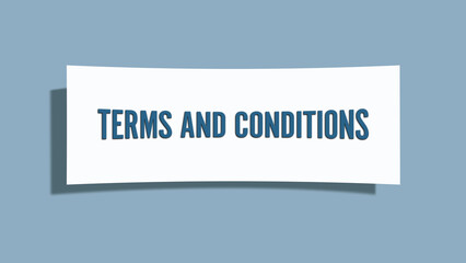 Terms and Conditions. A card isolated on blue background.