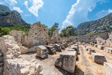 The ancient city of Olympos is a Lycian settlement located 10 km north of Tahtalı Mountain in Kumluca District, west of Antalya. It was founded as a Lycian port city. It is an important tourism locati