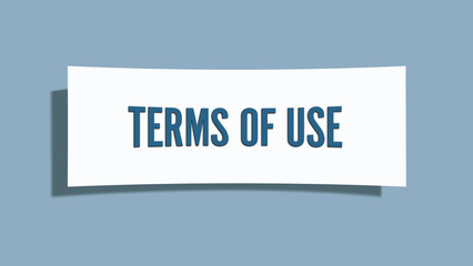 Terms of use. A card isolated on blue background.