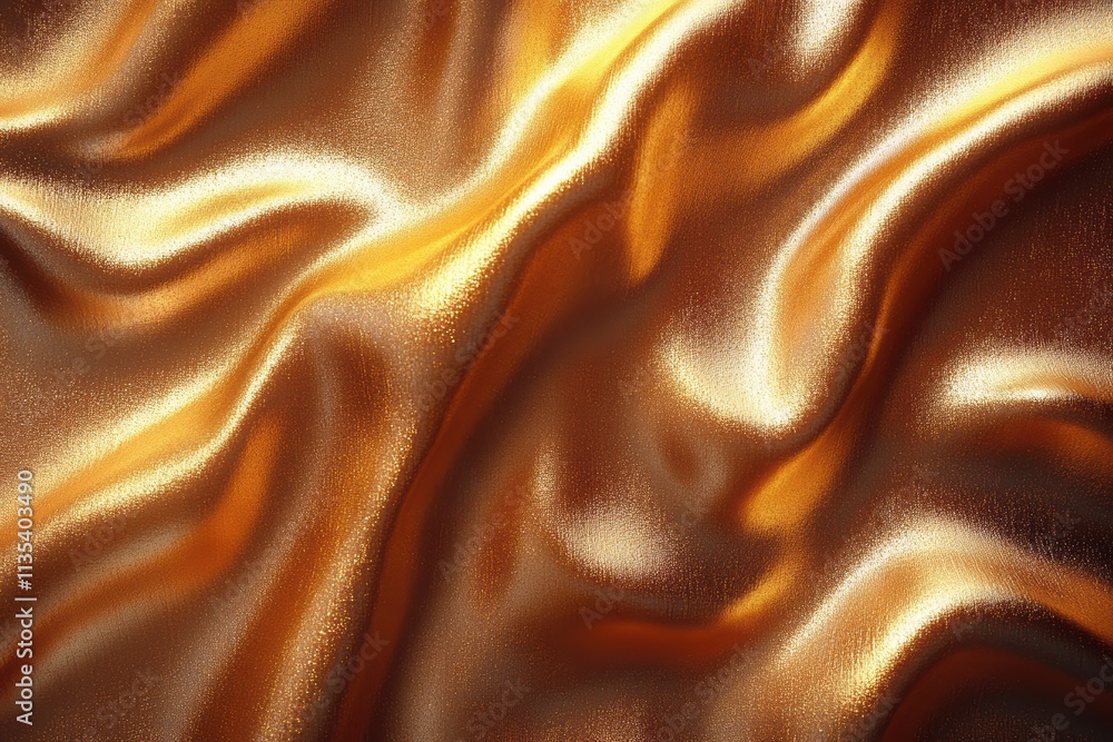 Poster elegant golden fabric with soft waves and shadows creating a luxurious texture