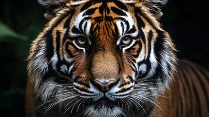 Fototapeta premium Close up of a tiger. Wildlife, predator, nature, jungle, stripes, fierce, powerful, majestic, wild animal.