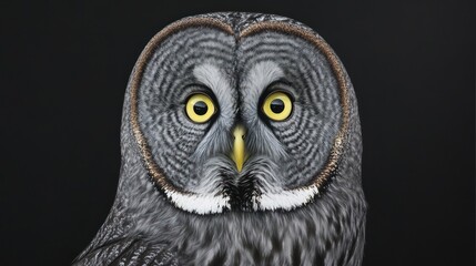 Obraz premium Majestic Great Grey Owl Portrait: A Close-Up of a Wild Bird