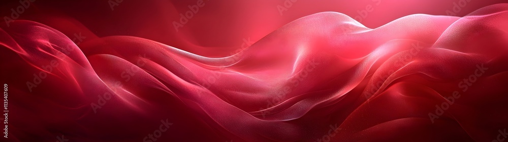 Poster a mesmerizing wave of translucent red fabric gracefully flowing, creating a sense of movement and de