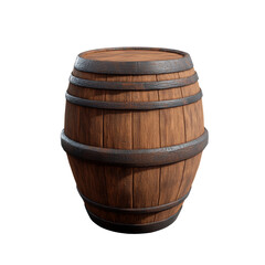 Obraz premium a brown wooden barrel 3d render icon isolated on transparent background cutout