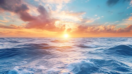 Sunset over the ocean. Concept of tranquility, peace, and nature.