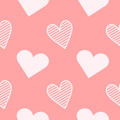 Seamless heart pattern for valentine’s day. Hearts shape. For wrapping paper and backgrounds. Vector romantic design.