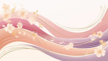 Gentle Waves in Pink, Peach, and Lavender with Light Floral Touches and Golden Streaks for Mother's Day