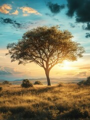 Obraz premium Beautiful landscape with tree in Africa background