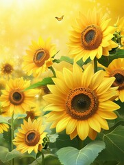Fototapeta premium beautiful sunflowers background
