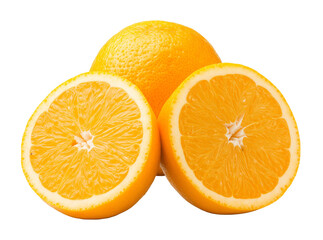 Fototapeta premium Fresh oranges cut in half revealing bright and juicy flesh, ideal for healthy snacks and juices