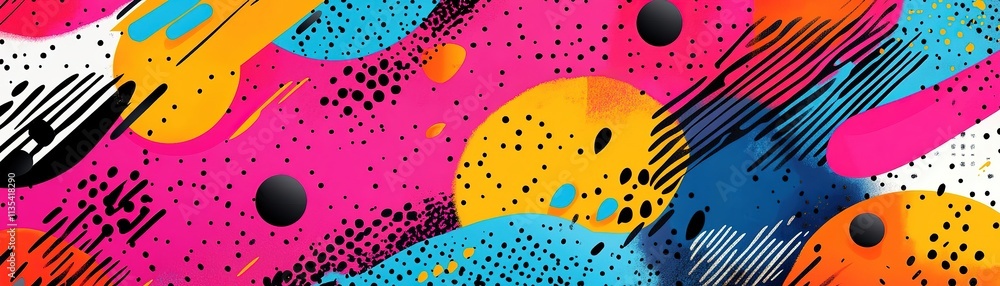 Poster dynamic abstract art creation studio space digital design vibrant colors close-up view modern aesthe