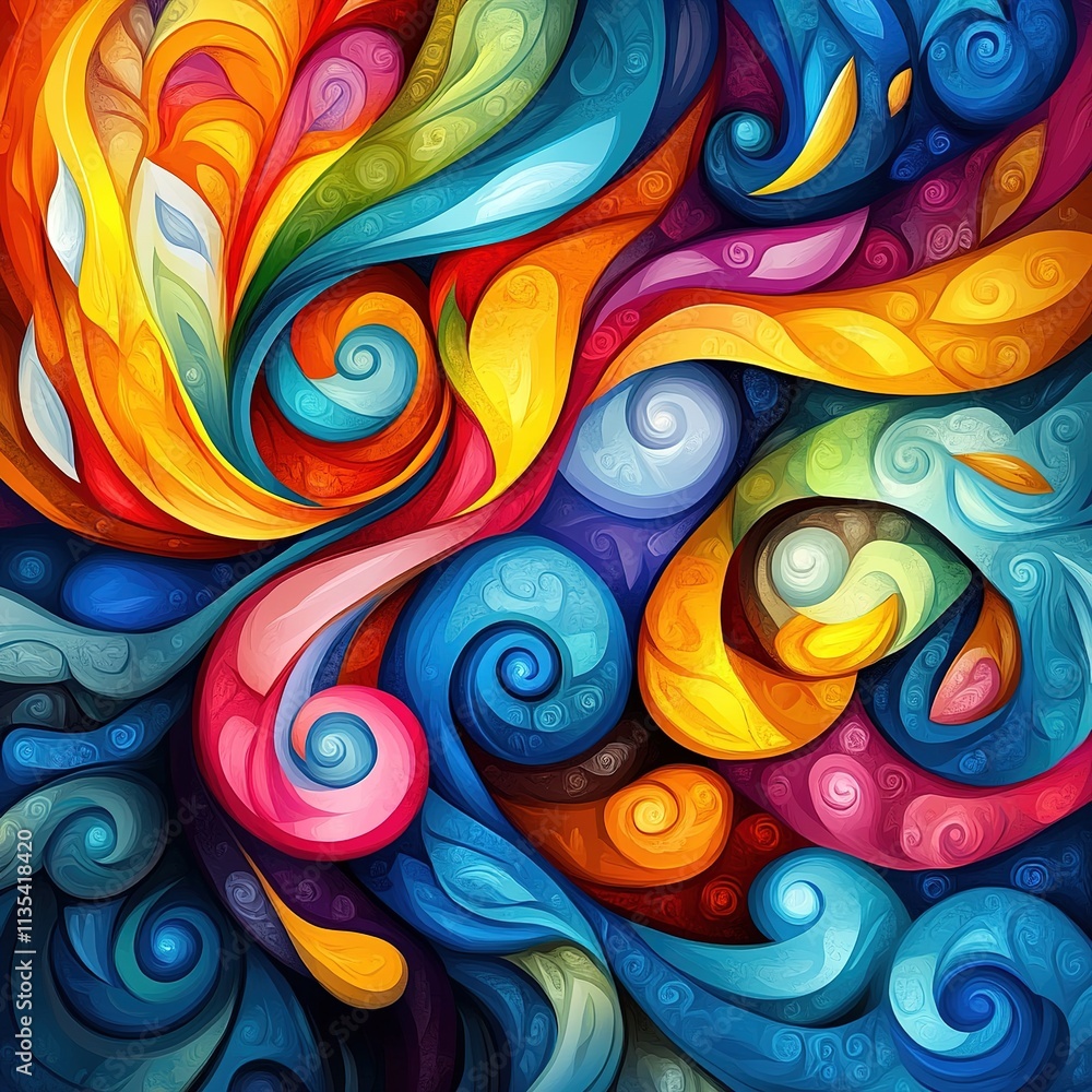 Poster vibrant swirls of color creation abstract art digital artwork artistic environment close-up view dyn