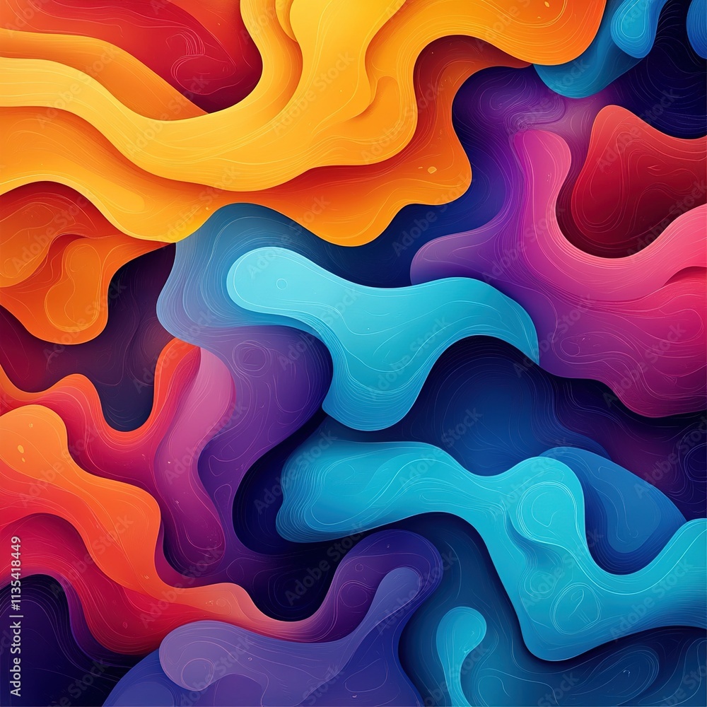 Poster dynamic abstract art displaying vibrant colors and flowing shapes digital artwork modern design high