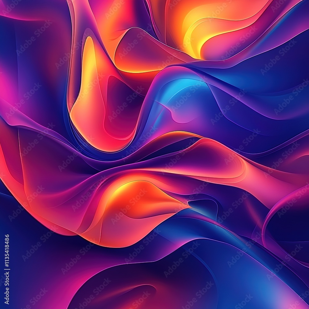 Poster dynamic colorful waves abstract art digital design vibrant environment close-up visual impact for cr