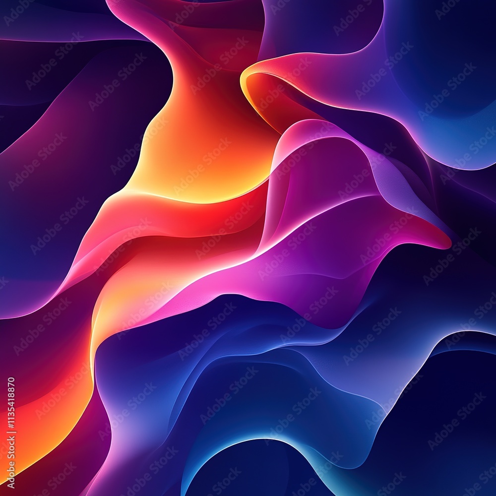 Poster dynamic abstract waves in colorful gradient digital art vibrant composition modern environment artis