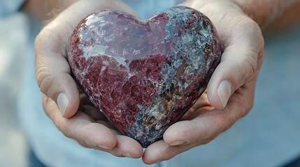 Heart-shaped object held in hands, symbolizing healthcare and love, white background.