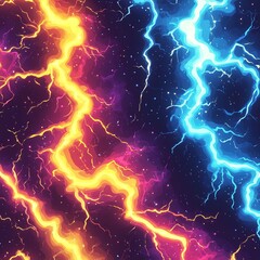 Dynamic neon lightning strikes abstract universe digital art vibrant colors close-up energy and motion concept