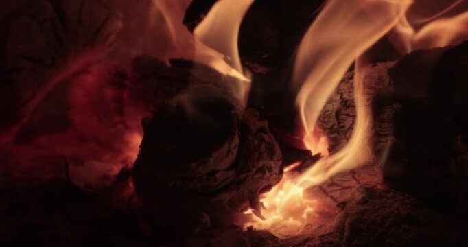 Flames of a fireplace