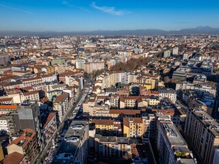 Fototapeta premium Aerial view of Milan's urban landscape.