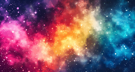 Obraz premium Vibrant Cosmic Abstract Background with Colorful Glitches and Stars
