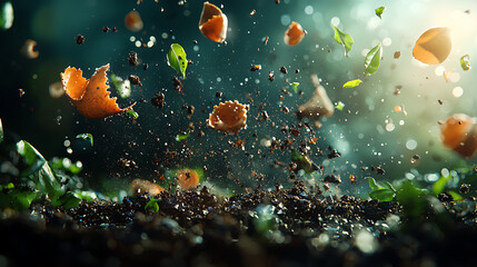 Exploring environmental impact of biodegradable materials, this captures dynamic interaction of organic waste and soil