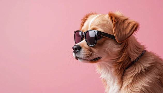 Cool dog in sunglasses look to the left - desktop background - funny animals - Generative AI