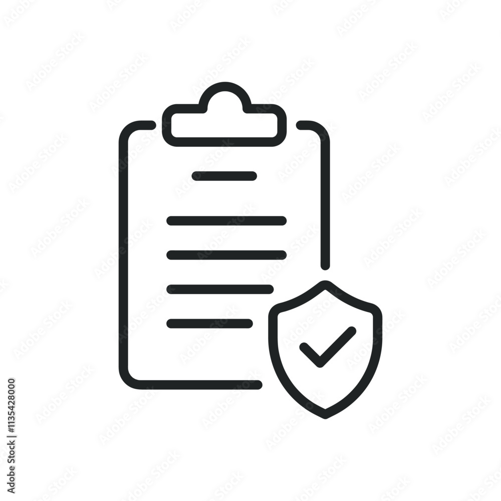 Poster clipboard, protection document thin line icons. editable stroke and perfect pixel on transparent bac
