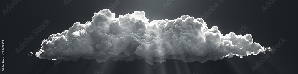 Aufkleber digital rendering of a single cumulus cloud with light rays