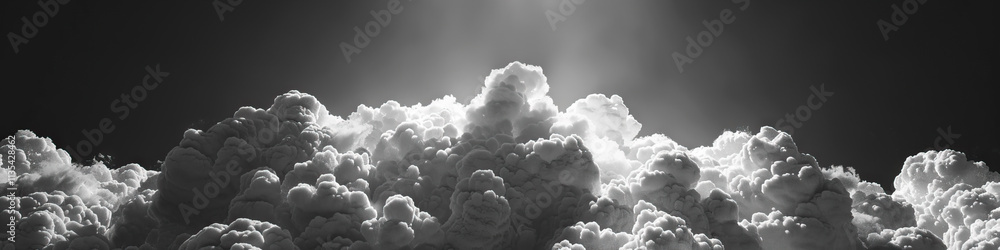 Aufkleber grayscale panoramic view of cumulus clouds with backlighting