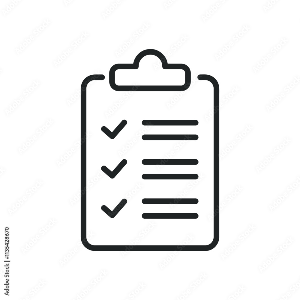 Poster clipboard, accepted list thin line icons. editable stroke and perfect pixel on transparent backgroun