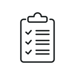 Clipboard, accepted list thin line icons. Editable stroke and Perfect pixel on transparent background