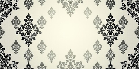 Obraz premium Intricate and elegant damask pattern in black and white, wallpaper, black and white, ornate