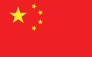 Flag of China. China official flag, The national flag of the People's Republic of China. Chinese national flag. Correct proportions and colors. Vector illustration