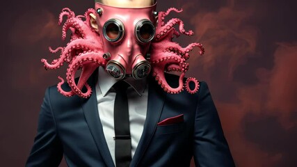 Fashion model in a Cthulhu mask, under lighting, blending horror and beauty. - Powered by Adobe