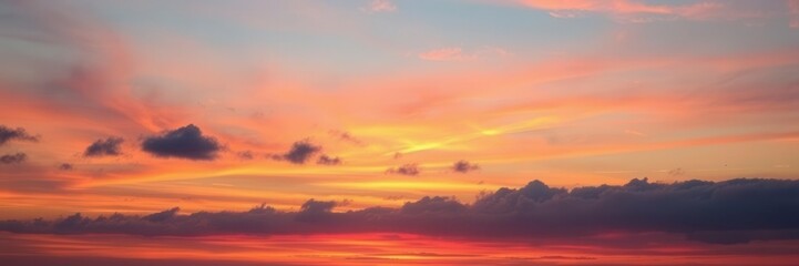 Fototapeta premium Vibrant colors streak across the sky in a mesmerizing sunset display, tranquil, celestial