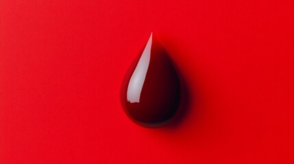 Fototapeta premium Single dark red drop on red background.