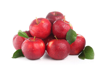 Fresh ripe red apples isolated on white