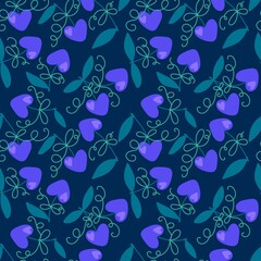 Valentine love hearts seamless 14 February cherry pattern for wrapping paper