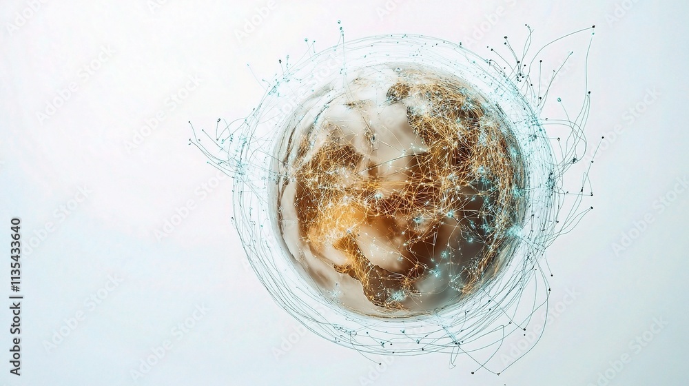 Poster futuristic digital earth with connection lines and data visualization
