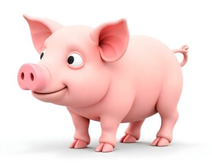 pig 3d render icon isolated on transparent background cutout ia 