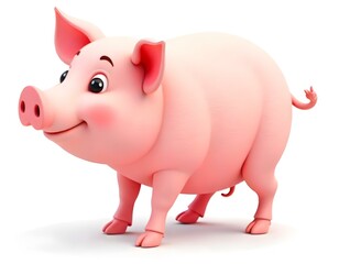 pig 3d render icon isolated on transparent background cutout ia 