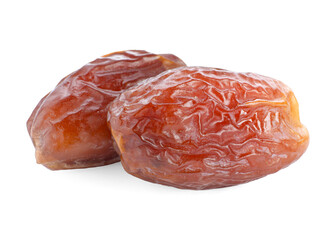 Two tasty dried dates isolated on white