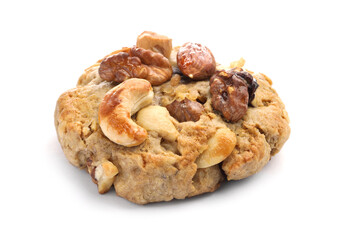 One tasty cookie with nuts isolated on white