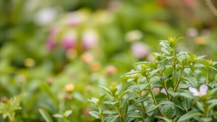 Blurred image of serene natural background with water and lush plants, outdoor, eco system