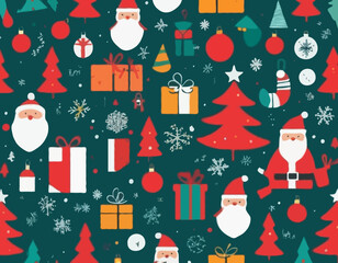 Merry Christmas and Happy New Year minimalist geometric background. Modern pattern with holiday icons. Trendy design for banner, card, cover, poster, wallpaper, packaging.