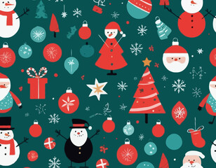 Merry Christmas and Happy New Year minimalist geometric banner. Xmas background. Modern pattern with Christmas icons. Trendy design for banner, card, cover, poster, advertising, wallpaper.