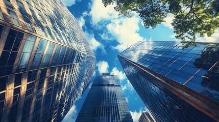 Modern Skyscrapers and Blue Sky. Urban Architecture, Business, Cityscape